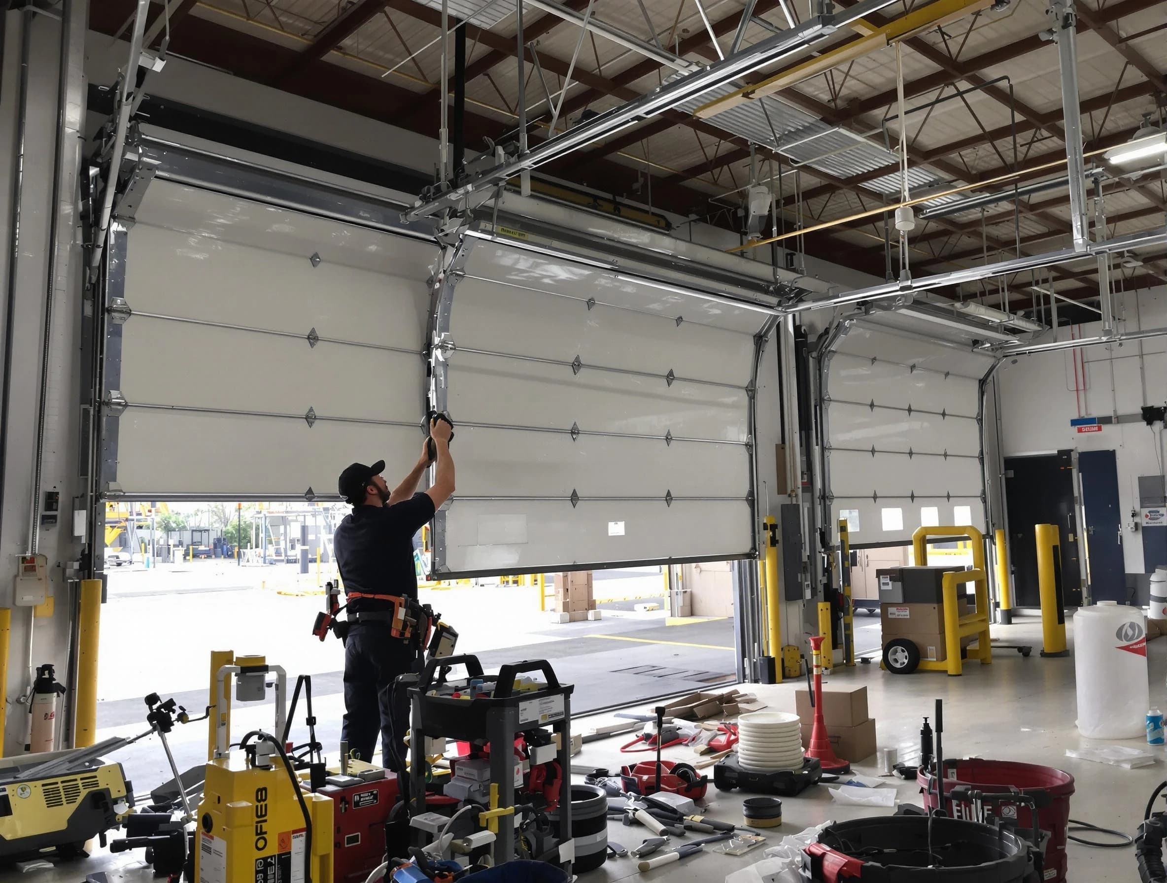 Brookfield Garage Door Repair technician performing commercial garage door repair in Brookfield