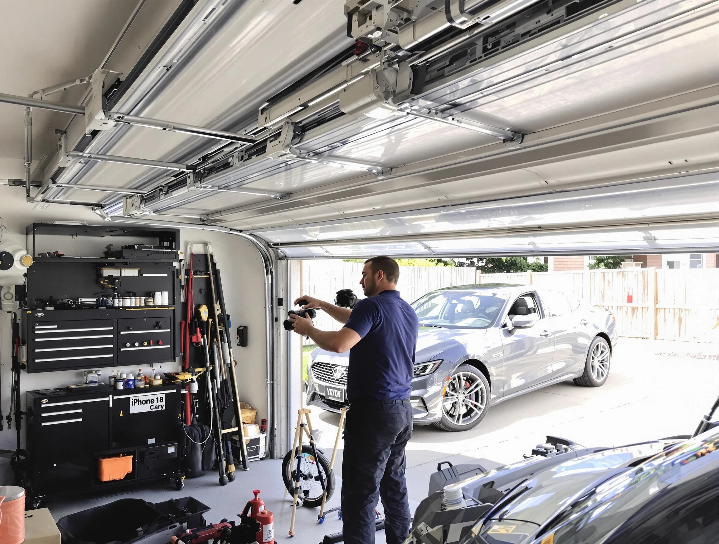 Brookfield Garage Door Repair technician fixing noisy garage door in Brookfield