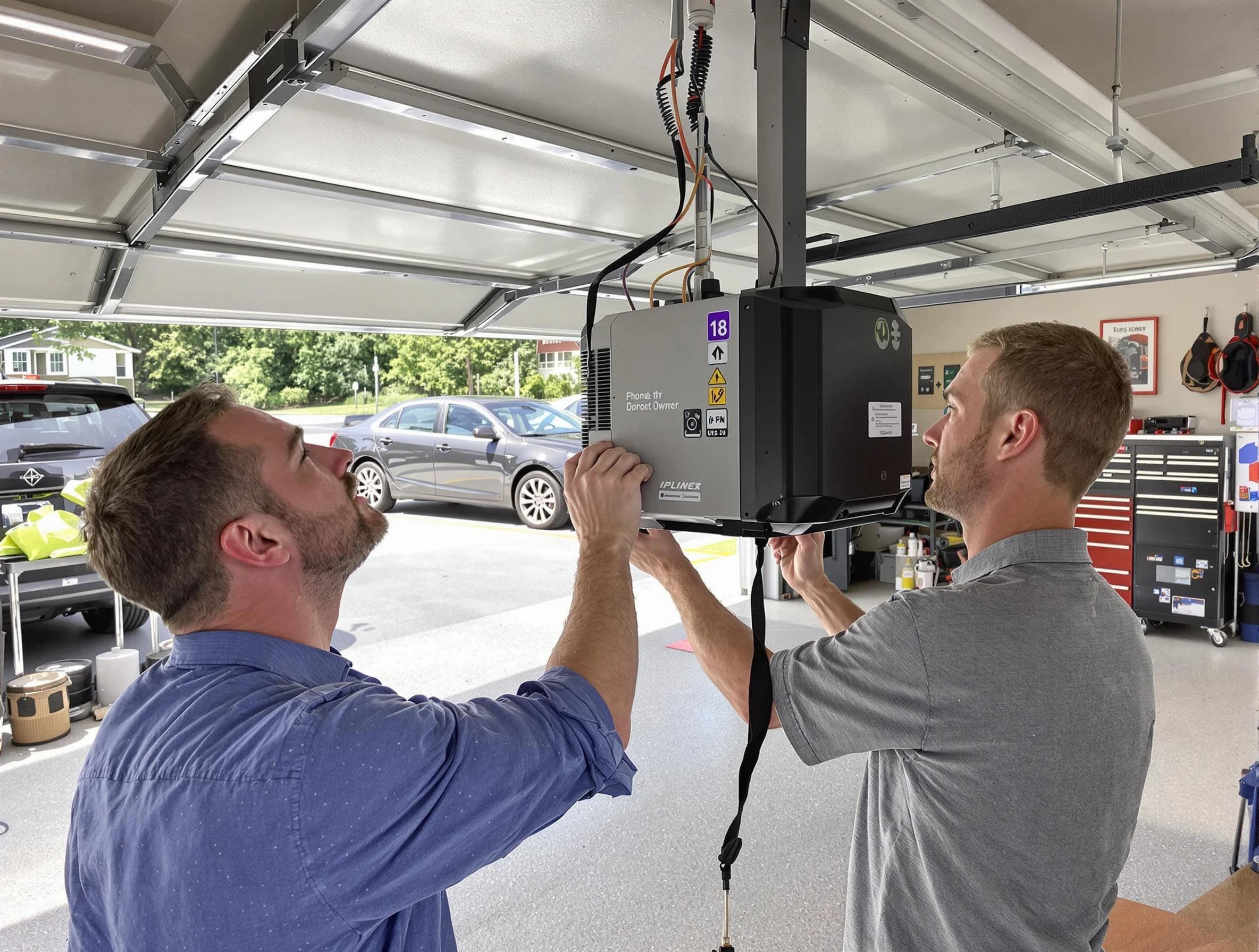 Brookfield Garage Door Repair technician installing garage door opener in Brookfield