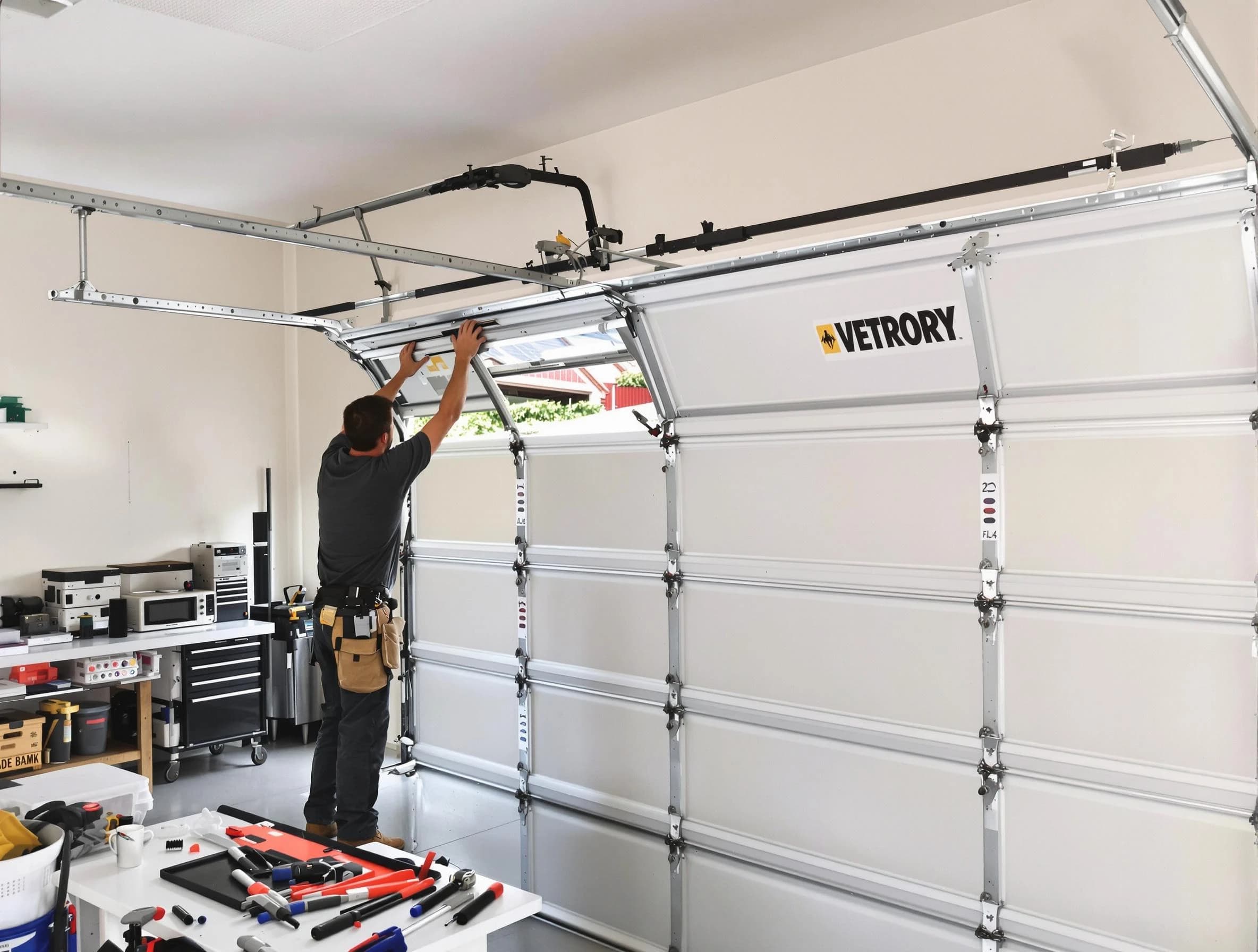 Brookfield Garage Door Repair technician performing section replacement in Brookfield