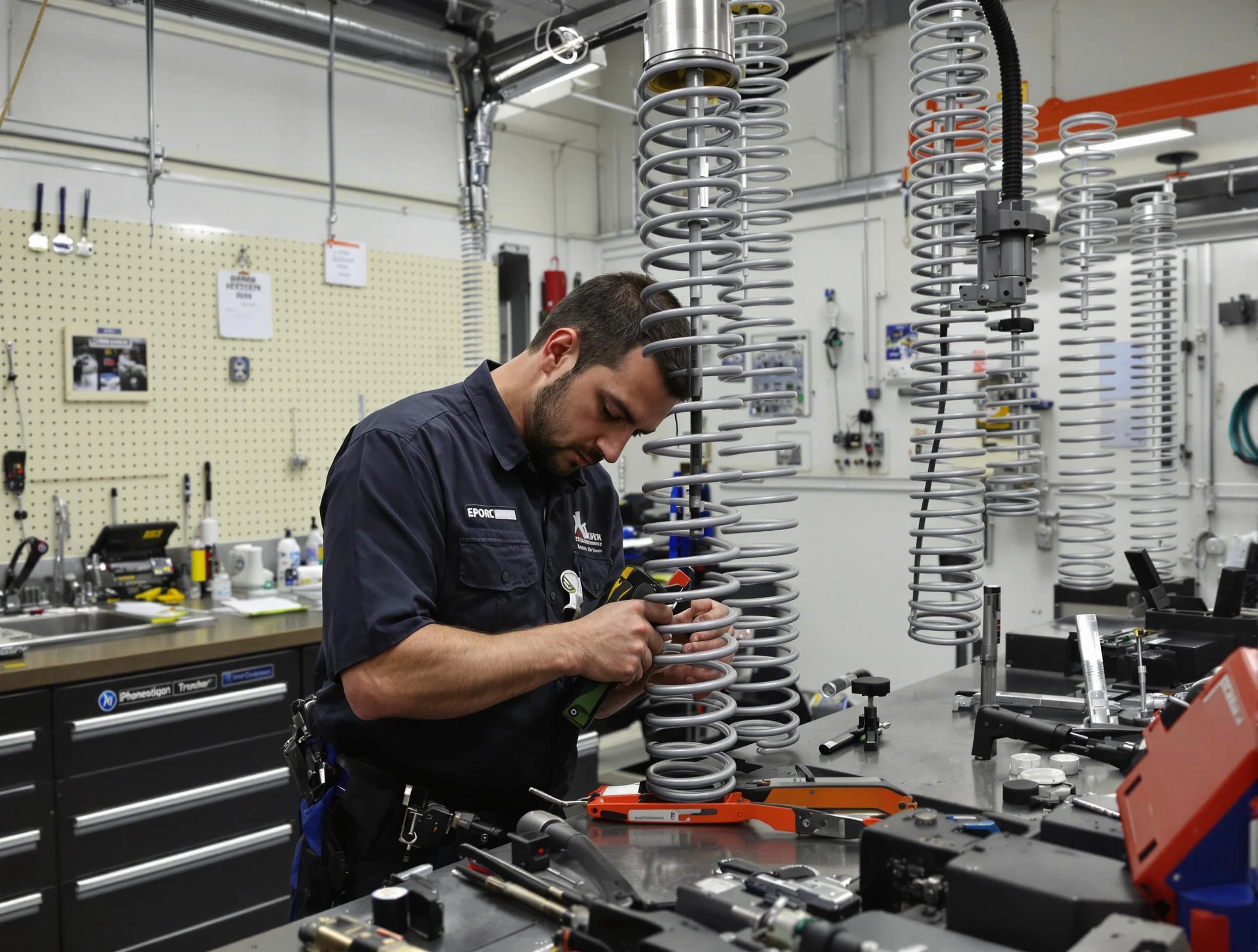Brookfield Garage Door Repair technician performing spring repair in Brookfield
