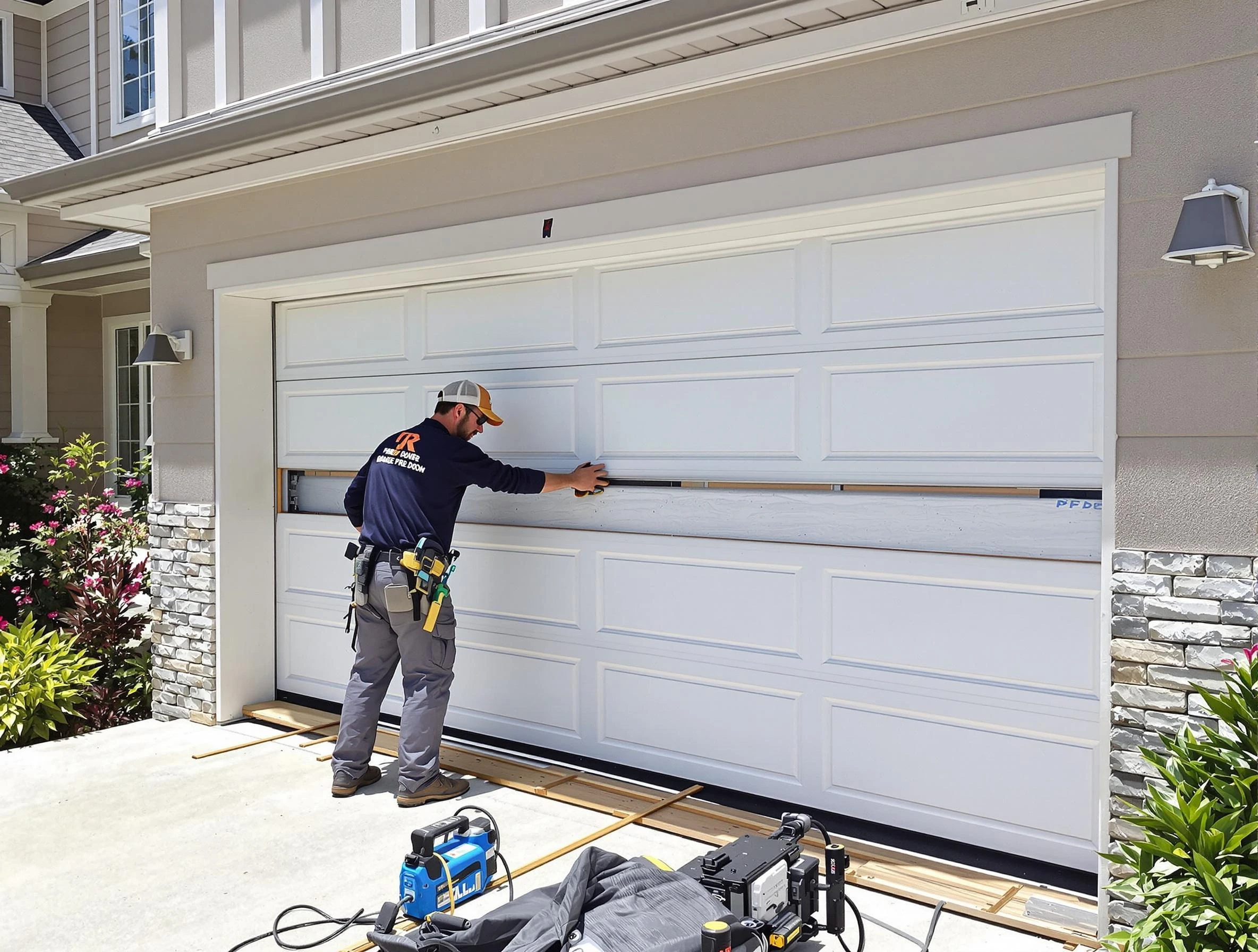 Brookfield Garage Door Repair team performing complete garage door replacement at Brookfield residence