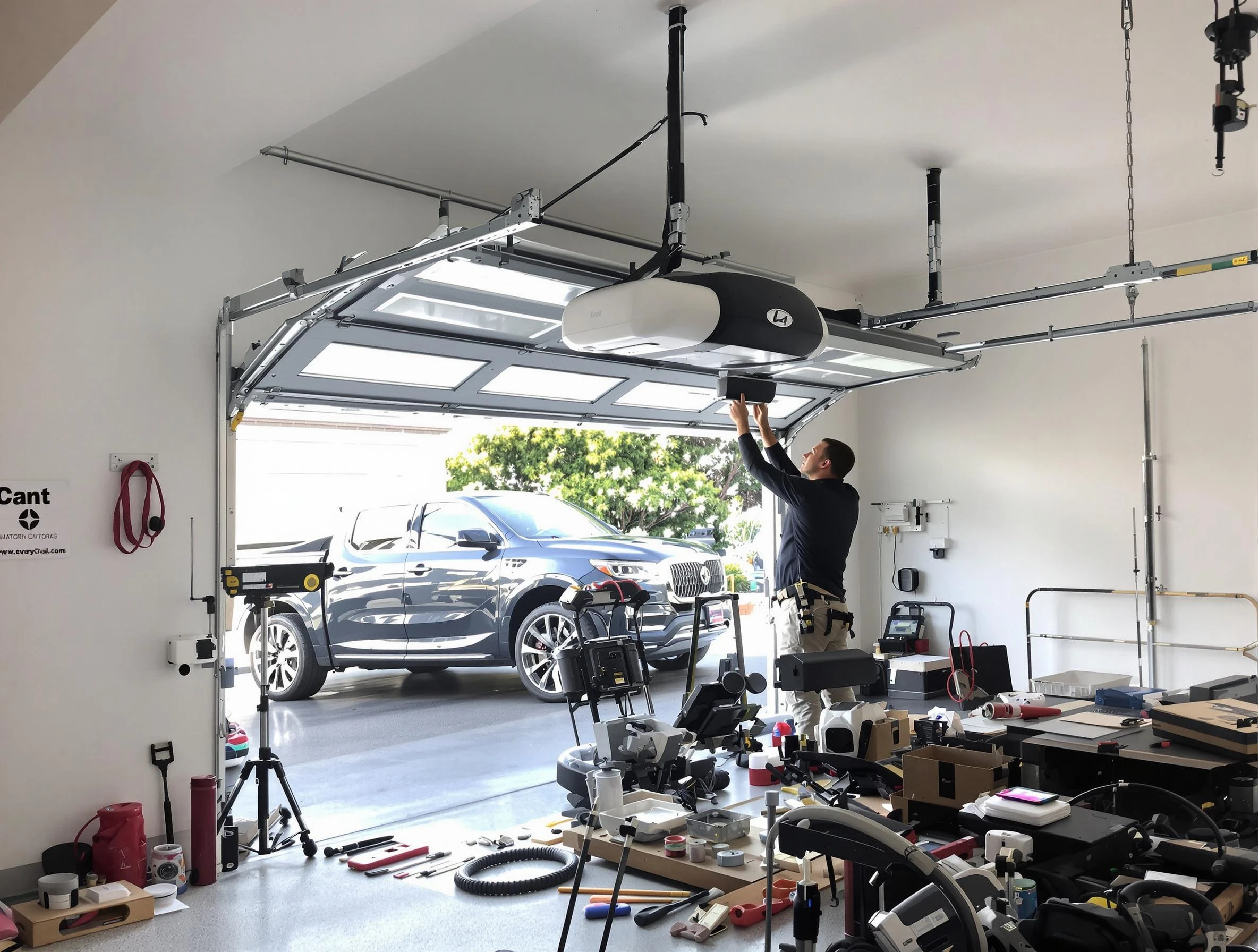 Brookfield Garage Door Repair specialist installing smart garage door opener system in Brookfield home