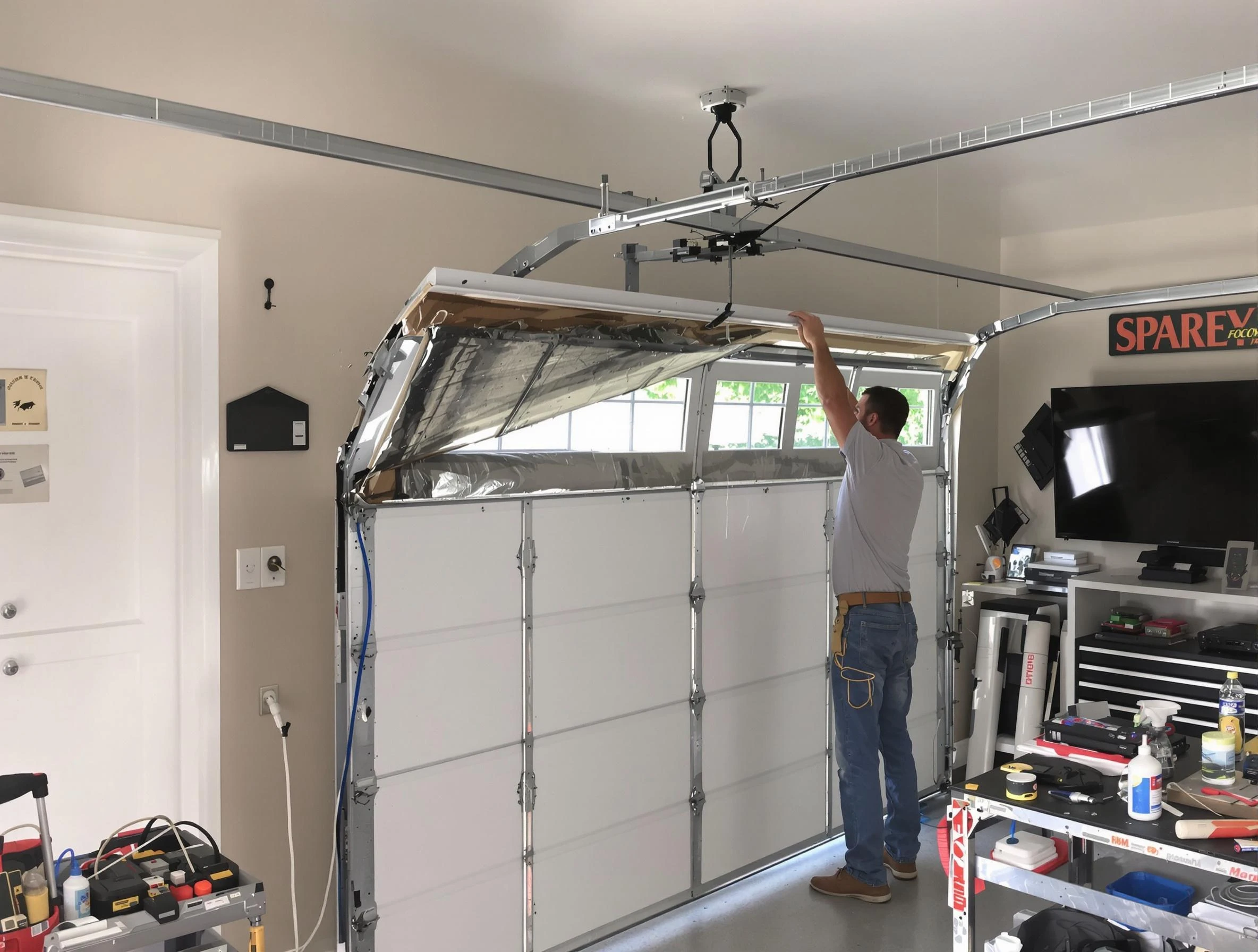 Garage door section replacement by Brookfield Garage Door Repair in Brookfield